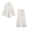 Women's European and American style striped shirt+striped pants set