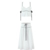 Color blocked lace up suspender+color blocked lace up skirt set for women
